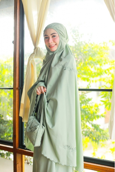 Telekung Travel Sulam Green Mint